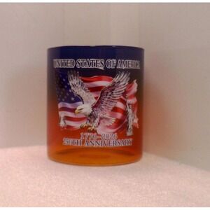 UNBRANDED Lowball Glass Unisex 3 Inch Multicolor New Patriotic 250th Eagle